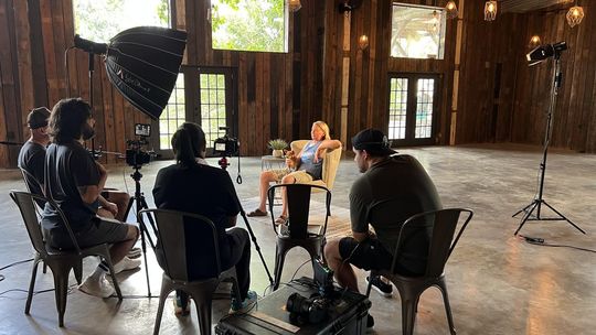 PHOTO BY LAURIE ANDERSON Local veteran Lynn Krug participates in a one year follow-up interview with the Healing Heroes film crew at Vista West Ranch.