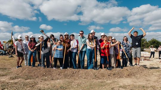 PHOTO COURTESY OF DRIPPING SPRINGS ISD DSISD trustees and students who will attend the new 18+ school break ground on the site.