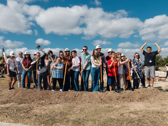 PHOTO COURTESY OF DRIPPING SPRINGS ISD DSISD trustees and students who will attend the new 18+ school break ground on the site.