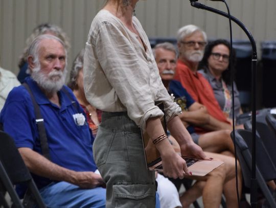 PHOTO BY LAURIE ANDERSON Zane Porterfield of the Watershed Association speaks to the panel.