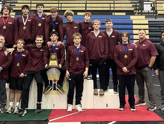 The varsity boys wrestling team took home the district championship.