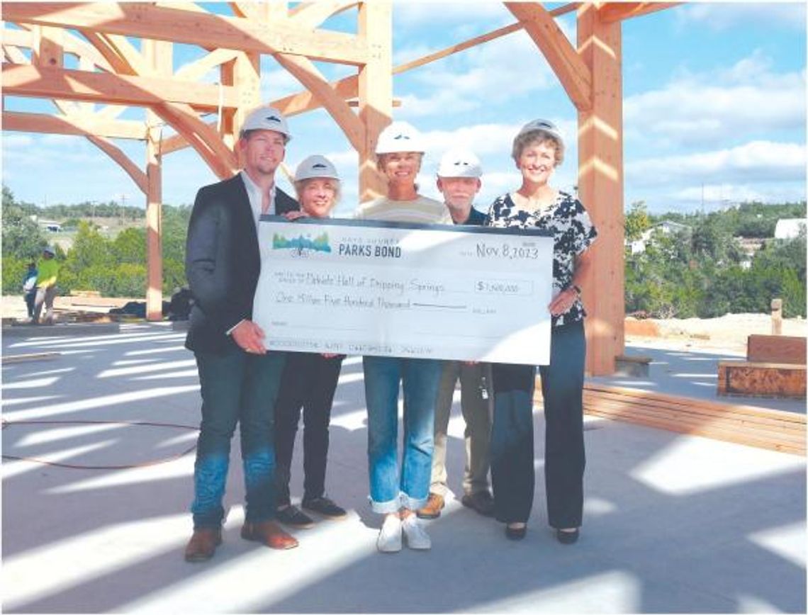 Patriots’ Hall receives $1,500,000 check from Hays County Parks Bond