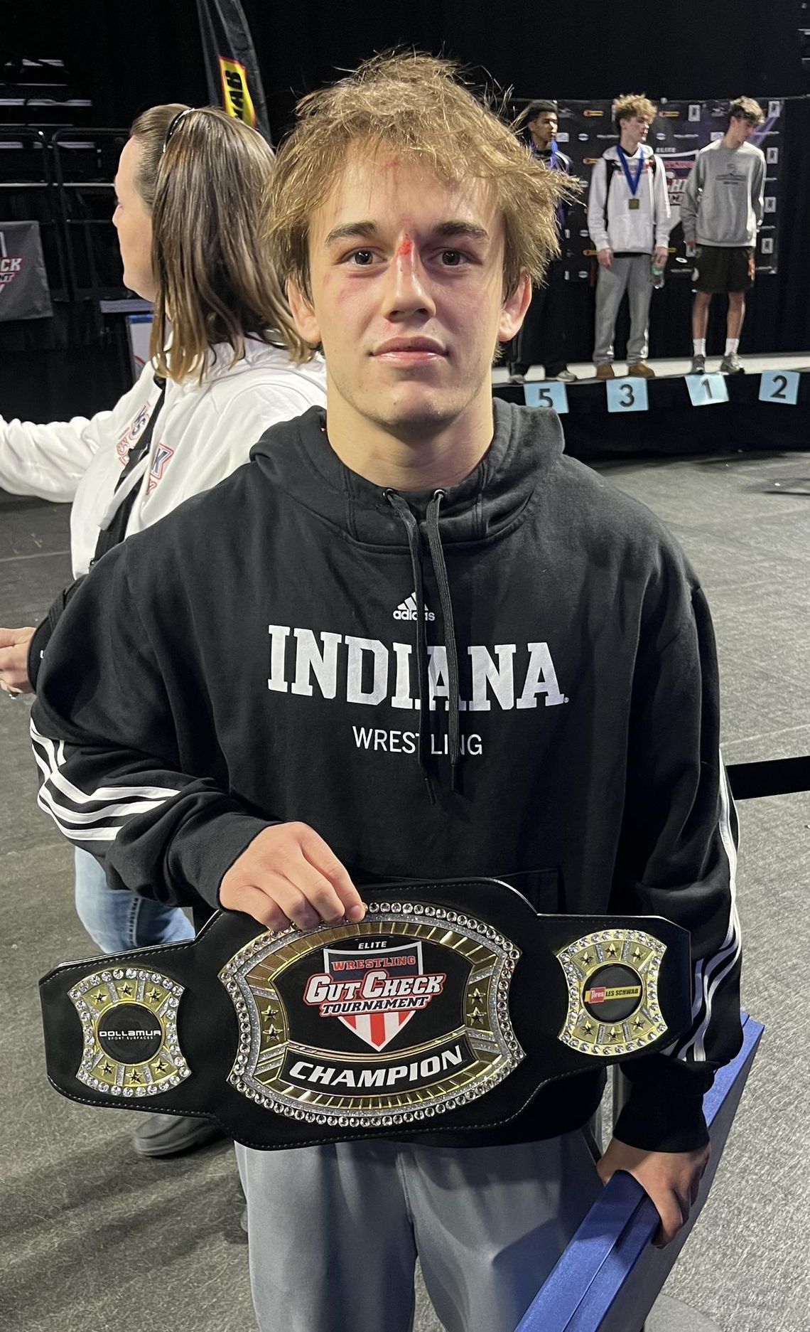 Wrestling teams ready for district meet CONTRIBUTED PHOTO Jackson Shipley wins the belt at the Gut Check meet in Washington state.