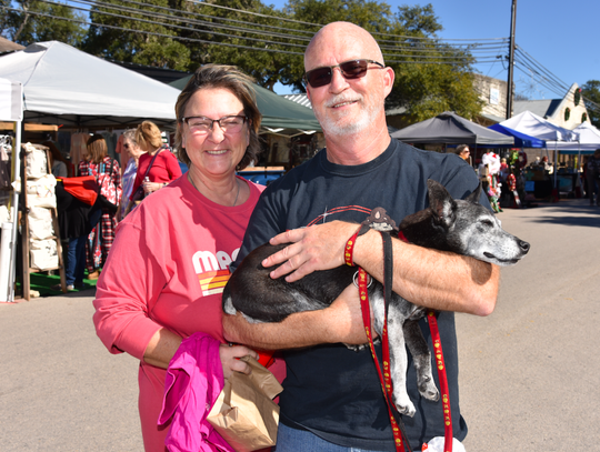 Driftwood residents Bill and Deb Knotts, and their dog Gidget enjoyed the day on Mercer.