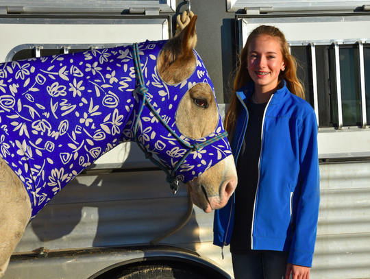 Ashley Wortham with her horse before the horse show at the Hays County Livestock Show on Saturday at the Dripping Springs Ranch Park. CENTURY NEWS PHOTO BY JOHN PACHECO