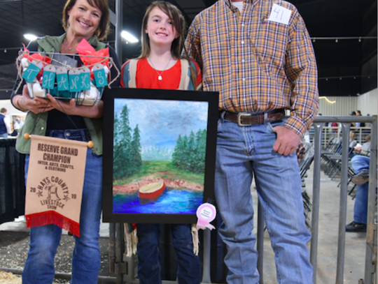 Animals weren’t the only thing competing, so were budding artists. Six-grader Finley White from Wimberley won Reserve Grand Champion with her painting.