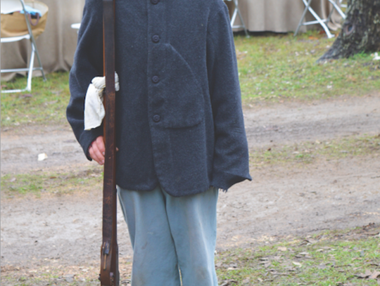 Owen Carlisle stands at attention during the Civil War re-enactment.