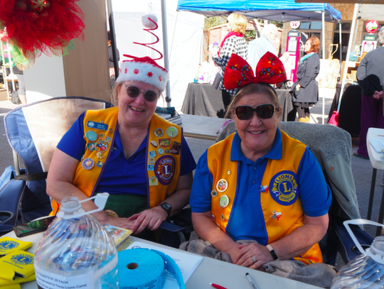 Lions Club members Sharon Kemp and Mary Lefebvre chatted up the Texas Lions Camp For Kids.