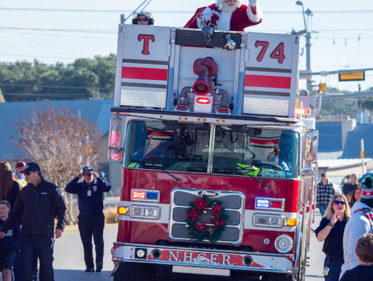 Santa arrives at "Christmas on Mercer" with some help from North Hays Country Fire Rescue, Saturday, December 7th, 2019.