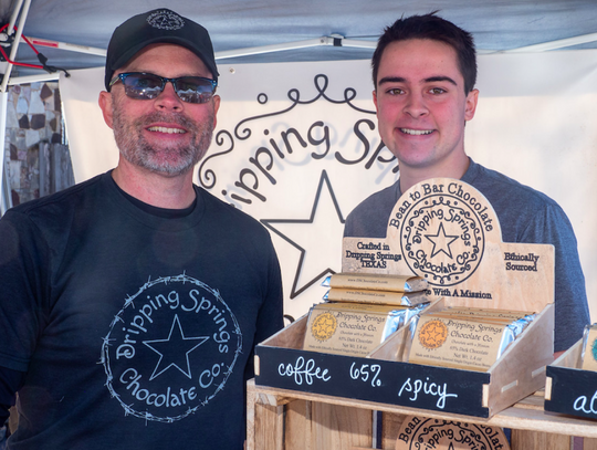 Bob and Andrew Wilson from Dripping Springs Chocolate Company sampled their wares during Dripping Springs "Christmas on Mercer", Saturday, December 7th, 2019.