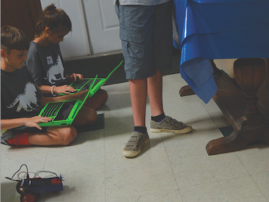 Quinn Sprute-Saunders operates his pi powered car.