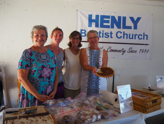 The Henly Baptist Church donated the desserts for the event. (From left to right) Susan Gripka, Andrea Stearns, Shannon Woodruff, and Janet Bradford.