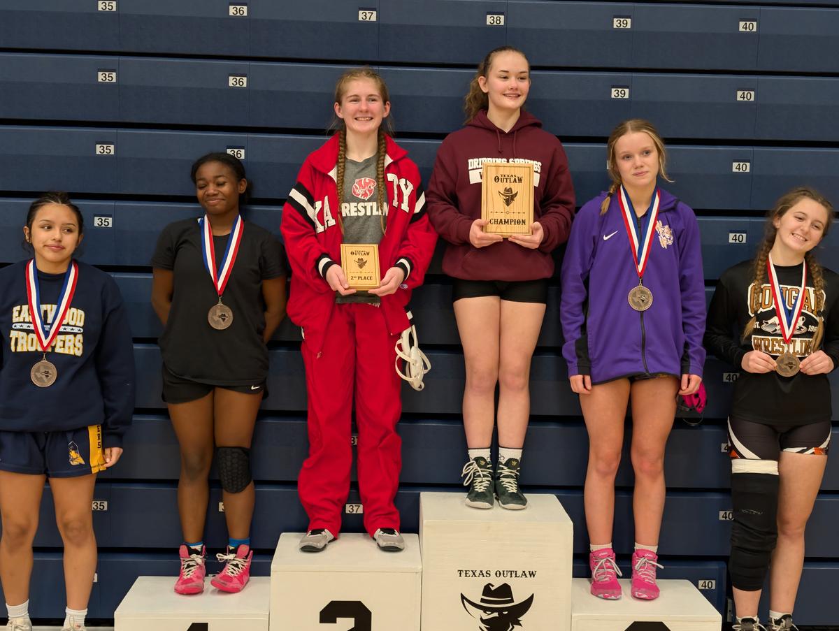 CONTRIBUTED PHOTO Lucy Clarno takes the podium as Champion at the Texas Outla...