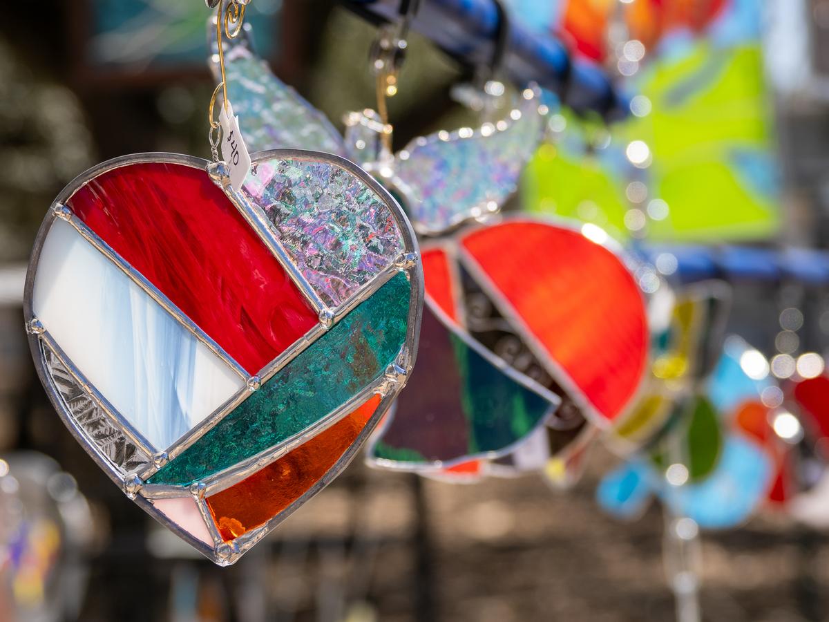 PHOTO BY DAVE WILSON Stained glass by Mary Orcutt of Orcutt Glass Designs cat...