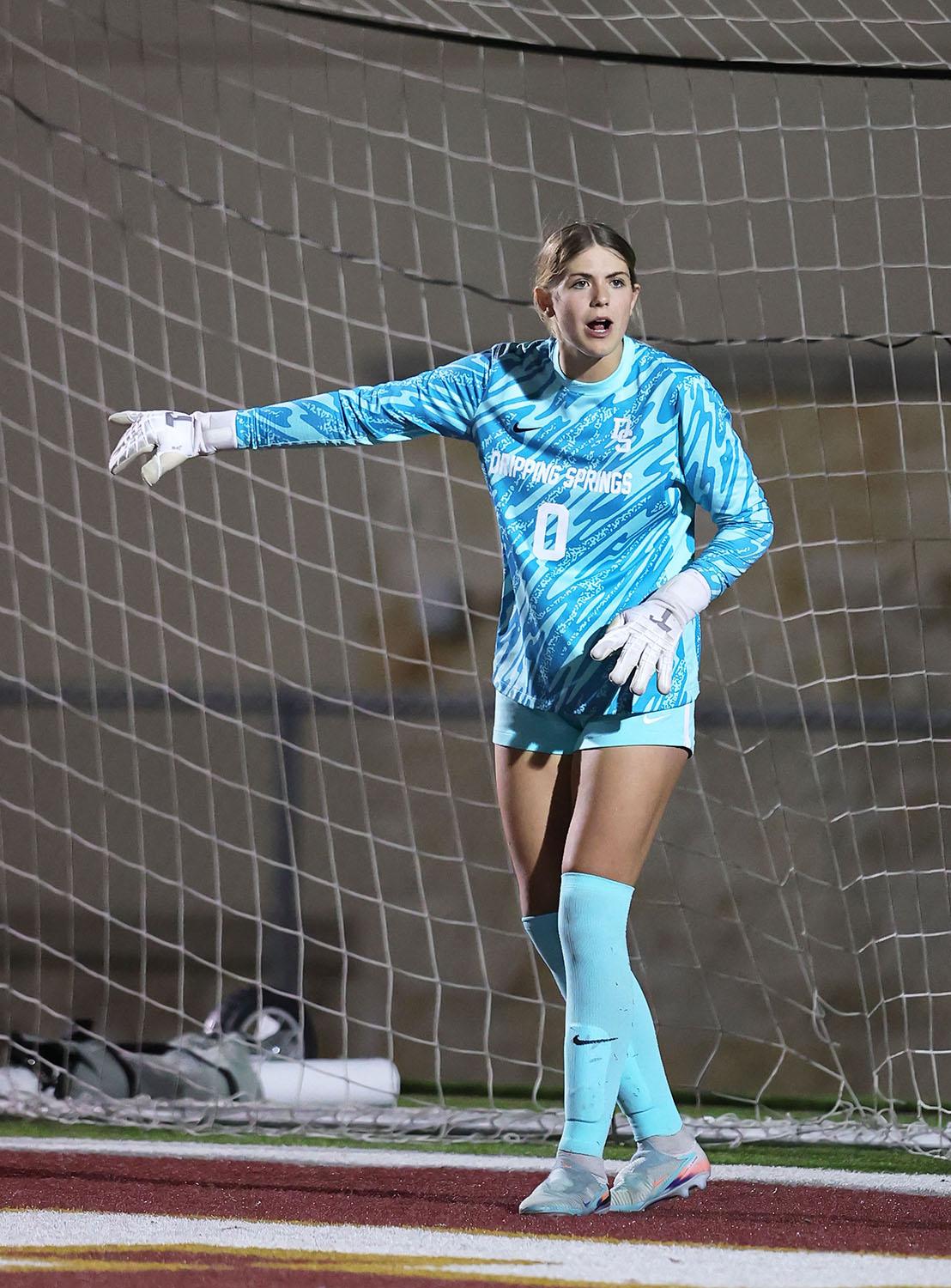 PHOTO BY VINCE CURLETTA  Annabelle Pittman (#0) shouts instructions to teamma...