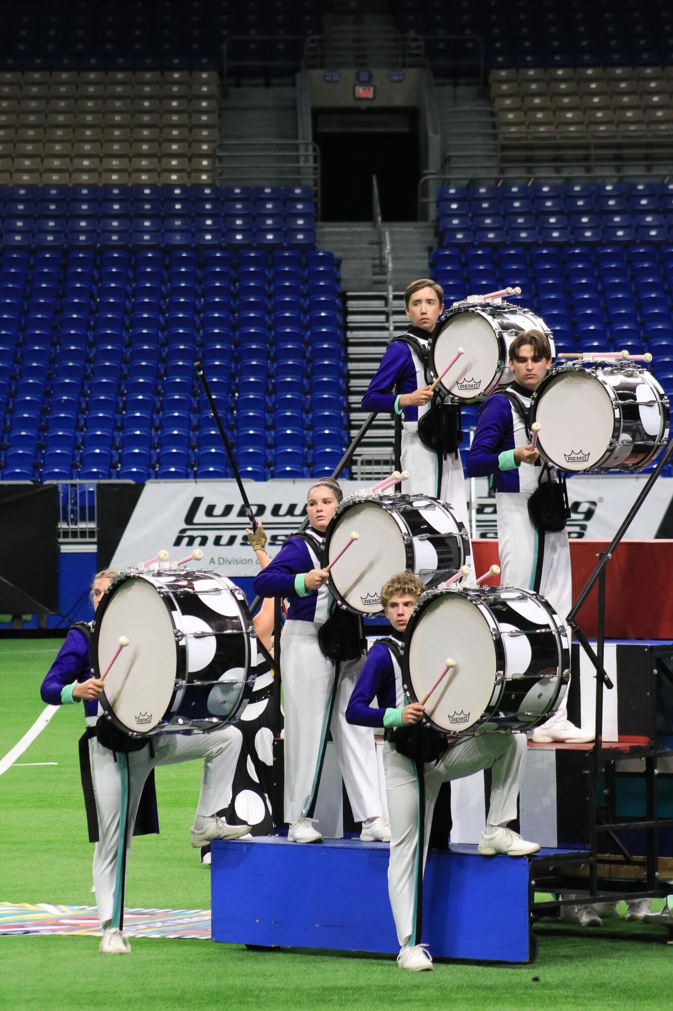 The Tiger Band’s percussion line performs during their state contest. PHOTO B...