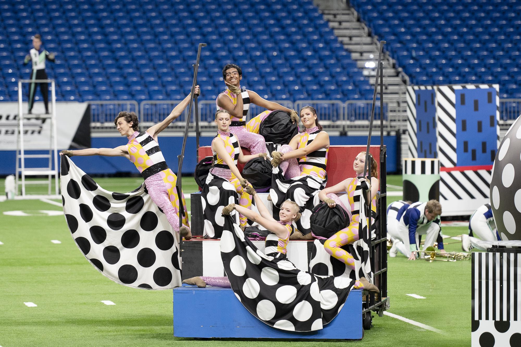 PHOTO BY KIM DEL ANGEL Members of the Tiger Band’s color guard add choreograp...