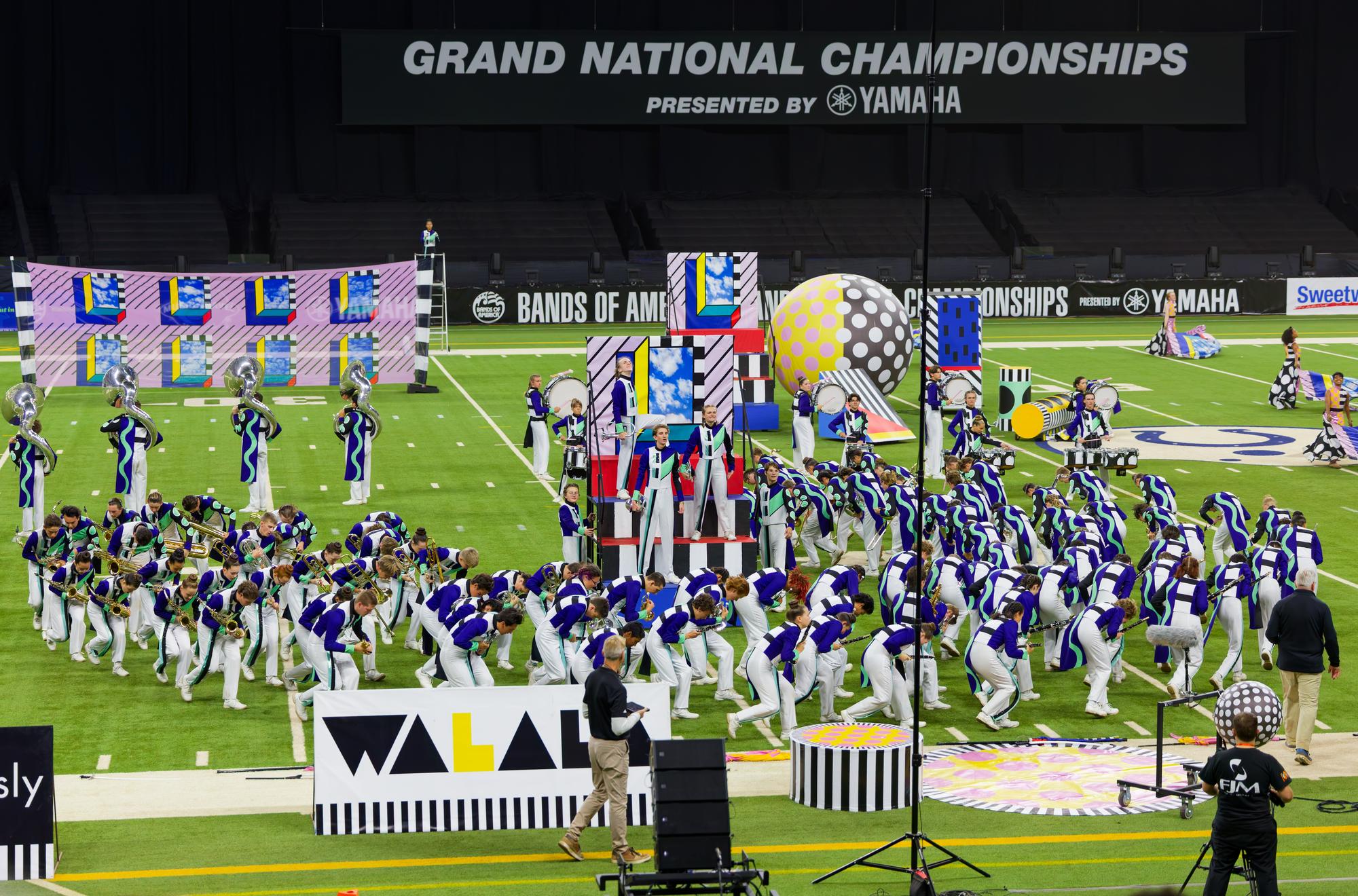 PHOTO BY RANDY CLARKE The band marches at Lucas Oil Stadium in Indianapolis.